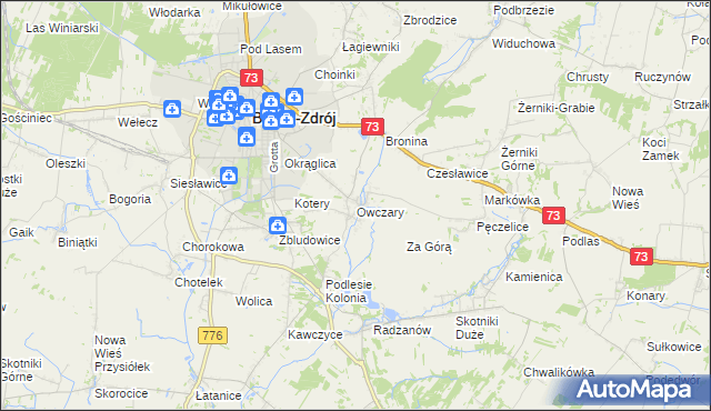 mapa Owczary gmina Busko-Zdrój, Owczary gmina Busko-Zdrój na mapie Targeo