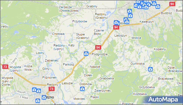 mapa Podgrodzie gmina Dębica, Podgrodzie gmina Dębica na mapie Targeo