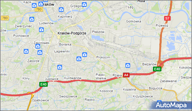 mapa Prokocim, Prokocim na mapie Targeo