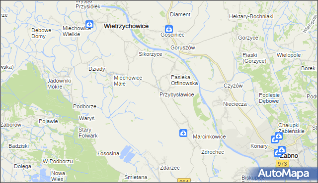 mapa Przybysławice gmina Radłów, Przybysławice gmina Radłów na mapie Targeo