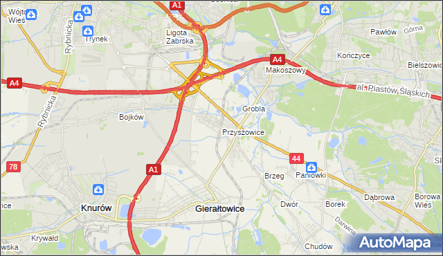 mapa Przyszowice, Przyszowice na mapie Targeo