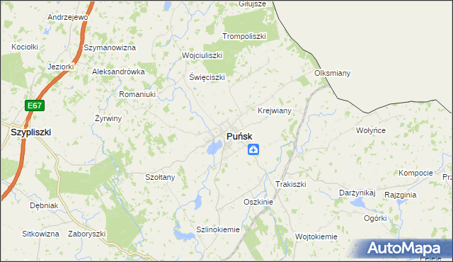 mapa Puńsk, Puńsk na mapie Targeo