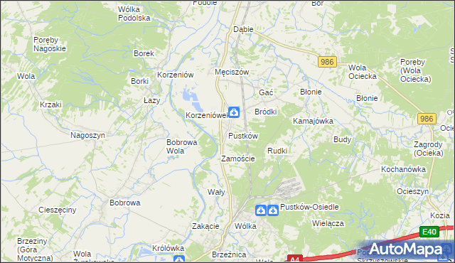 mapa Pustków gmina Dębica, Pustków gmina Dębica na mapie Targeo