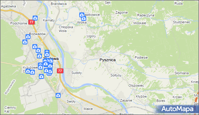 mapa Pysznica, Pysznica na mapie Targeo