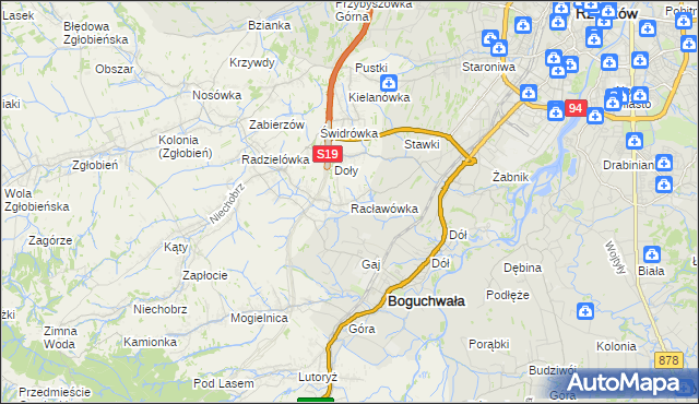 mapa Racławówka, Racławówka na mapie Targeo