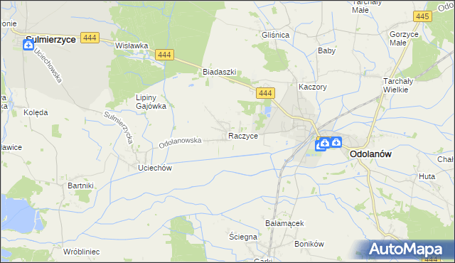 mapa Raczyce gmina Odolanów, Raczyce gmina Odolanów na mapie Targeo