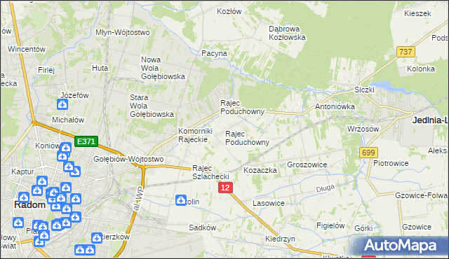 mapa Rajec Poduchowny, Rajec Poduchowny na mapie Targeo