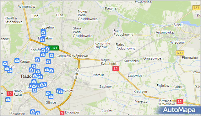 mapa Rajec Szlachecki, Rajec Szlachecki na mapie Targeo