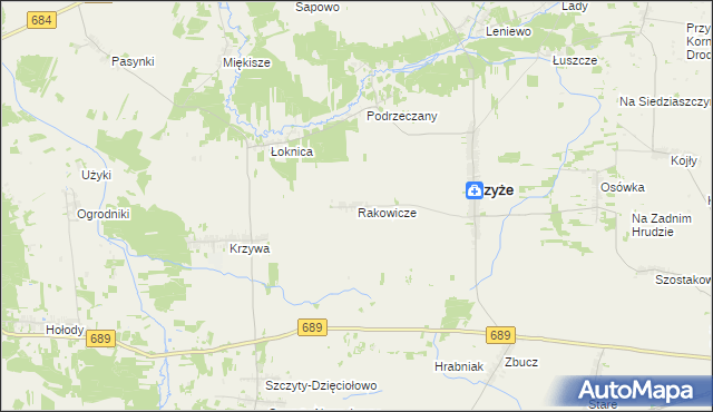 mapa Rakowicze gmina Czyże, Rakowicze gmina Czyże na mapie Targeo