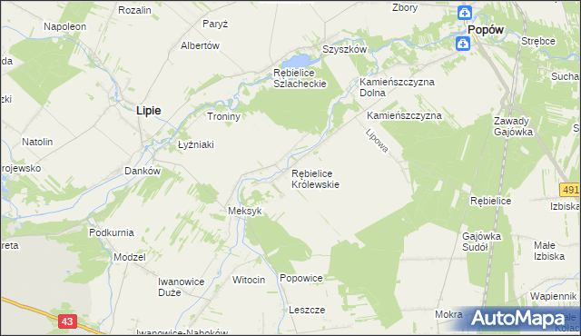 mapa Rębielice Królewskie, Rębielice Królewskie na mapie Targeo