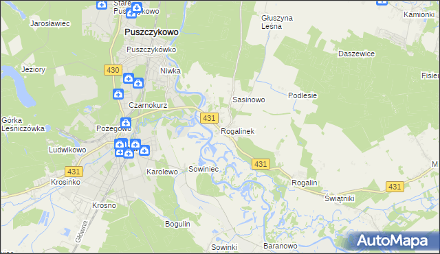 mapa Rogalinek, Rogalinek na mapie Targeo