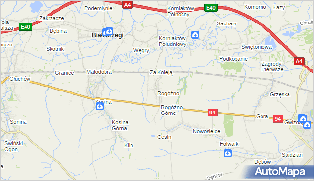 mapa Rogóżno, Rogóżno na mapie Targeo