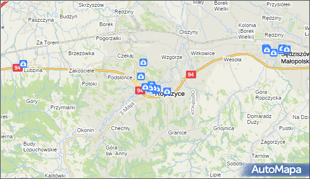 mapa Ropczyce, Ropczyce na mapie Targeo