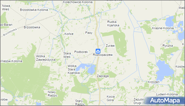 mapa Rozkopaczew, Rozkopaczew na mapie Targeo