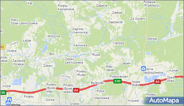 mapa Ruda gmina Sędziszów Małopolski, Ruda gmina Sędziszów Małopolski na mapie Targeo