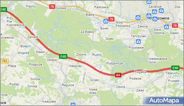 mapa Rudno gmina Krzeszowice, Rudno gmina Krzeszowice na mapie Targeo