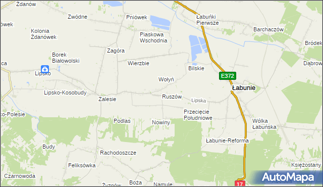 mapa Ruszów gmina Łabunie, Ruszów gmina Łabunie na mapie Targeo