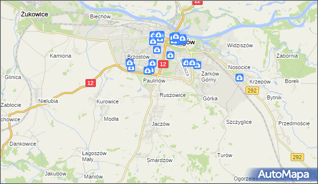 mapa Ruszowice gmina Głogów, Ruszowice gmina Głogów na mapie Targeo