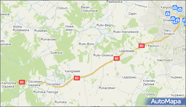 mapa Rutki-Głowice, Rutki-Głowice na mapie Targeo