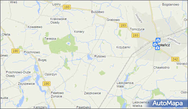 mapa Rybowo gmina Gołańcz, Rybowo gmina Gołańcz na mapie Targeo