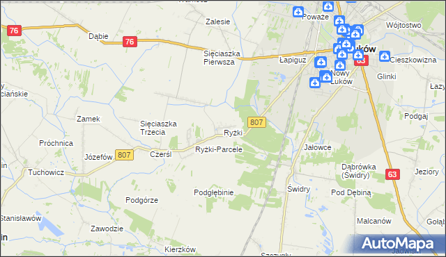 mapa Ryżki, Ryżki na mapie Targeo