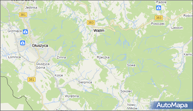 mapa Rzeczka gmina Walim, Rzeczka gmina Walim na mapie Targeo