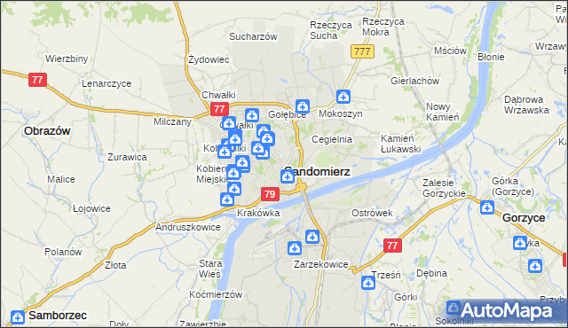mapa Sandomierza, Sandomierz na mapie Targeo