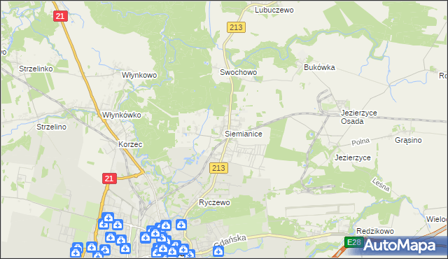 mapa Siemianice gmina Słupsk, Siemianice gmina Słupsk na mapie Targeo