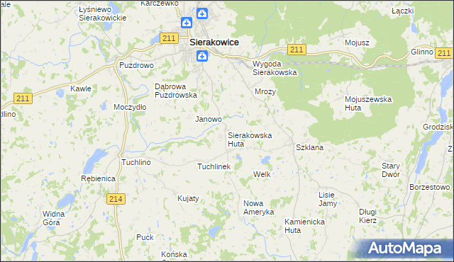 mapa Sierakowska Huta, Sierakowska Huta na mapie Targeo