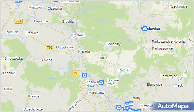 mapa Skałka gmina Włodowice, Skałka gmina Włodowice na mapie Targeo