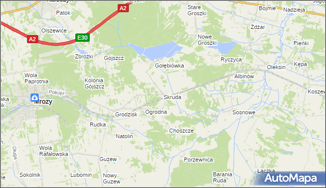 mapa Skruda gmina Mrozy, Skruda gmina Mrozy na mapie Targeo