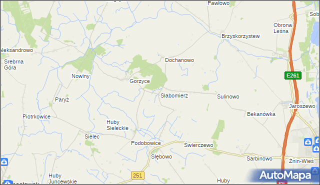 mapa Słabomierz gmina Żnin, Słabomierz gmina Żnin na mapie Targeo