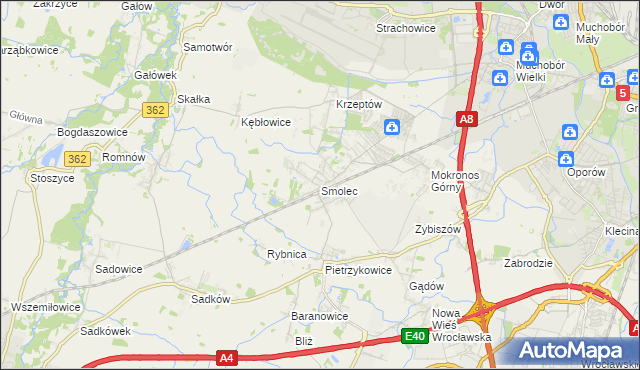 mapa Smolec, Smolec na mapie Targeo