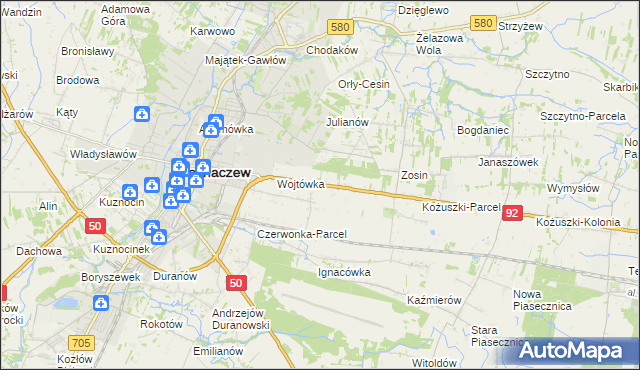 mapa Sochaczew-Wieś, Sochaczew-Wieś na mapie Targeo