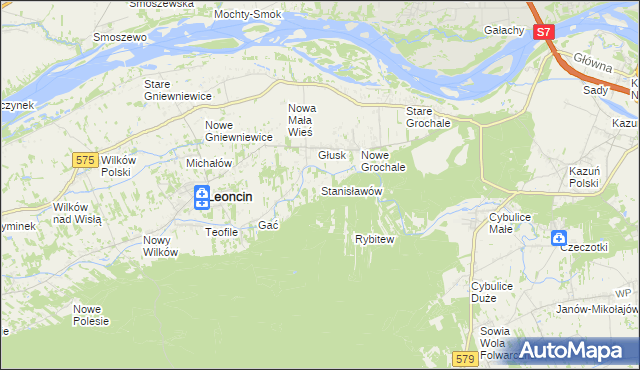 mapa Stanisławów gmina Leoncin, Stanisławów gmina Leoncin na mapie Targeo