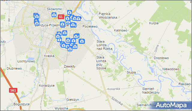 mapa Stara Łomża przy Szosie, Stara Łomża przy Szosie na mapie Targeo