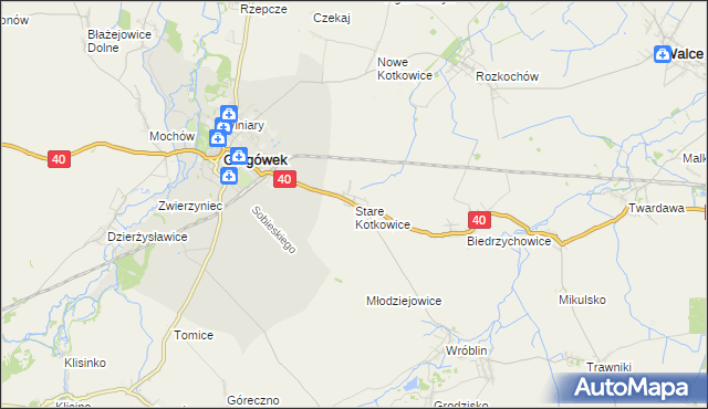 mapa Stare Kotkowice, Stare Kotkowice na mapie Targeo
