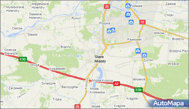 mapa Stare Miasto powiat koniński, Stare Miasto powiat koniński na mapie Targeo