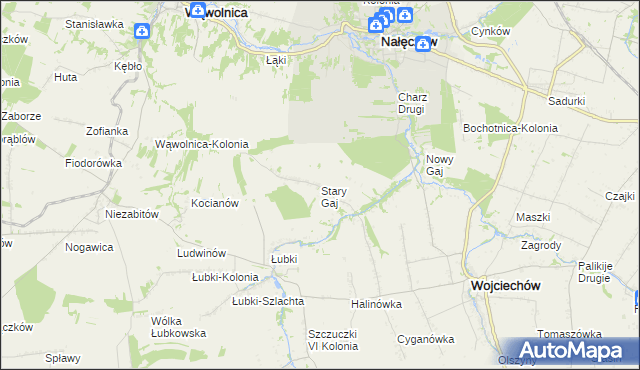 mapa Stary Gaj gmina Wojciechów, Stary Gaj gmina Wojciechów na mapie Targeo