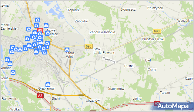 mapa Stok Lacki, Stok Lacki na mapie Targeo