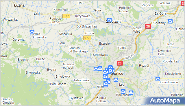 mapa Stróżówka, Stróżówka na mapie Targeo