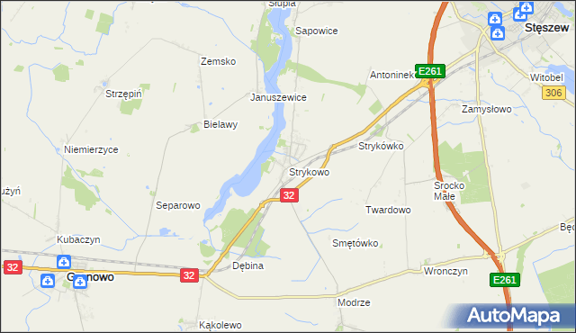 mapa Strykowo, Strykowo na mapie Targeo