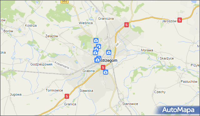 mapa Strzegom powiat świdnicki, Strzegom powiat świdnicki na mapie Targeo