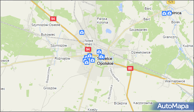 mapa Strzelce Opolskie, Strzelce Opolskie na mapie Targeo