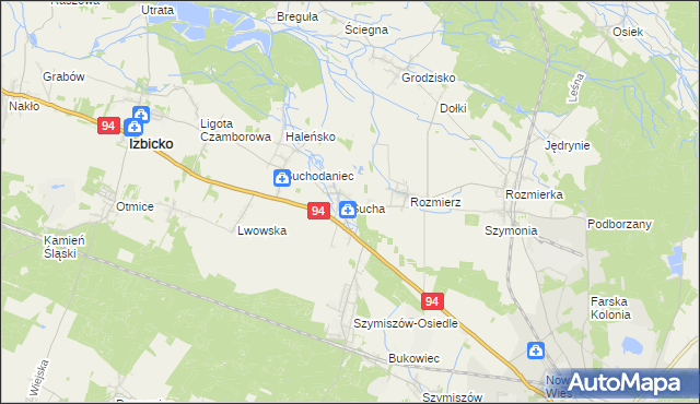 mapa Sucha gmina Strzelce Opolskie, Sucha gmina Strzelce Opolskie na mapie Targeo