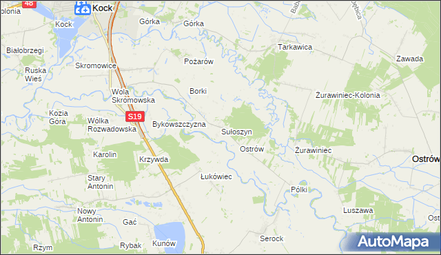 mapa Sułoszyn gmina Firlej, Sułoszyn gmina Firlej na mapie Targeo