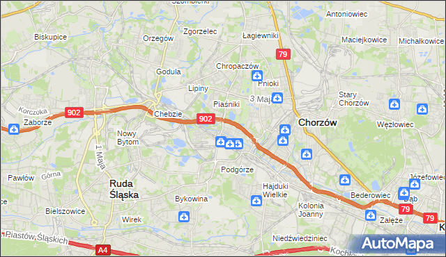 mapa Świętochłowice, Świętochłowice na mapie Targeo