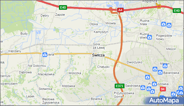 mapa Świlcza, Świlcza na mapie Targeo