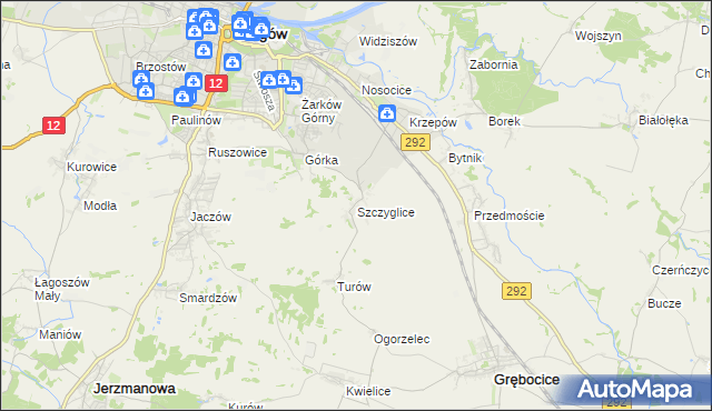 mapa Szczyglice gmina Głogów, Szczyglice gmina Głogów na mapie Targeo