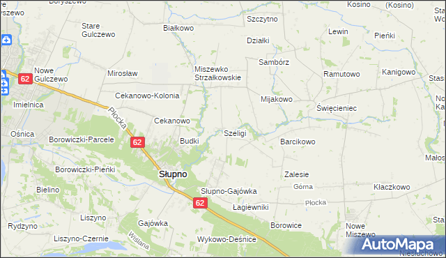 mapa Szeligi gmina Słupno, Szeligi gmina Słupno na mapie Targeo